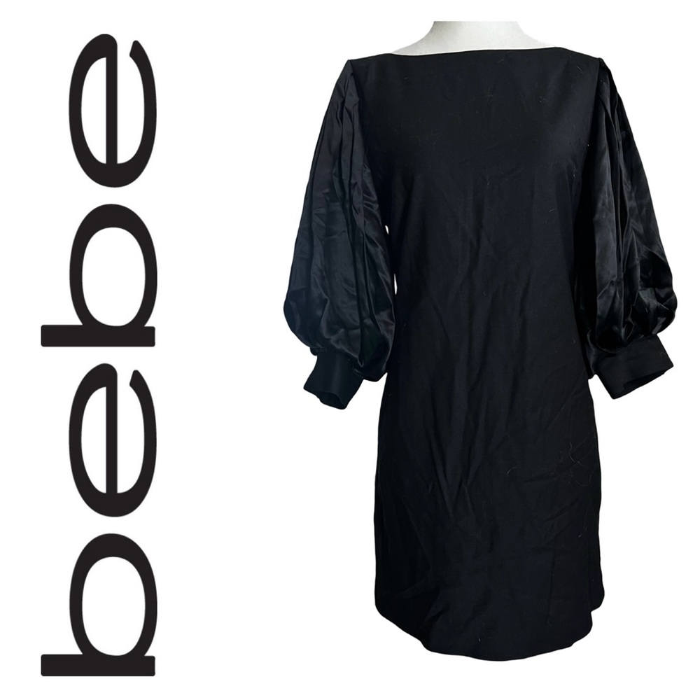 Bebe Black Sheath Dress with Bishop Sleeves